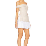 Grace Dress in Beige and White