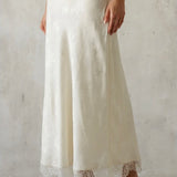 Floral Satin Lace Trim Midi Skirt (Available for Preorder Arriving end of June)