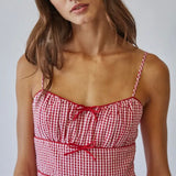 Sweet Escape Picnic Bow Dress in the color Milk Tea Tan