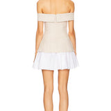 Grace Dress in Beige and White