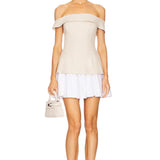Grace Dress in Beige and White
