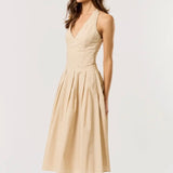 Smocked back Halter Pleated Midi Dress (Available for Pre Order)